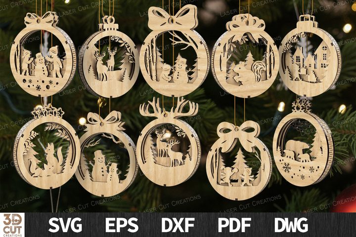 Christmas Ornaments SVG Laser Cut