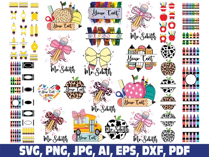 Crayons Name Back to School Svg Png Graphic by Sofiamastery · Creative Fabrica