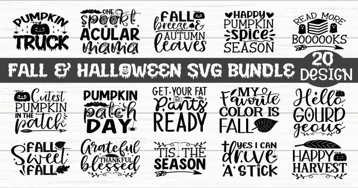 Fall and Halloween SVG Bundle – 20 Designs