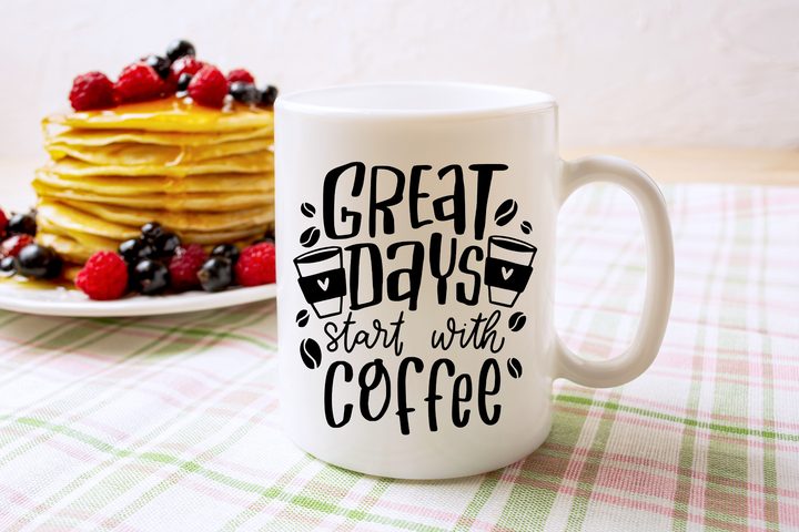 Great Days Start with Coffee SVG Graphic by dapiyupi · Creative Fabrica