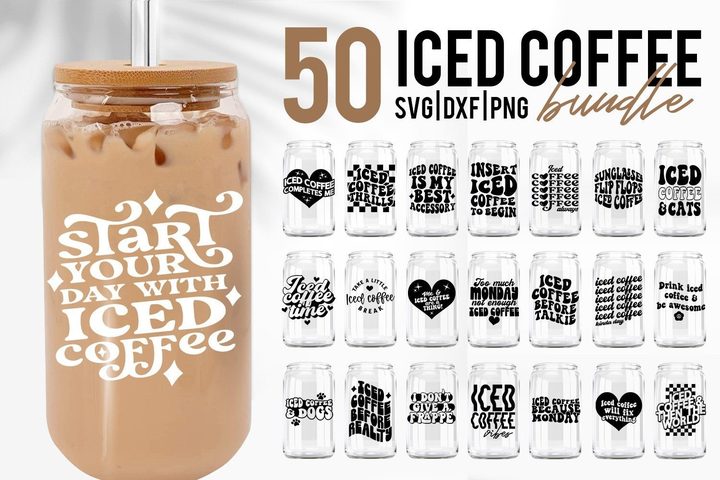Iced Coffee SVG Bundle – 50 Designs