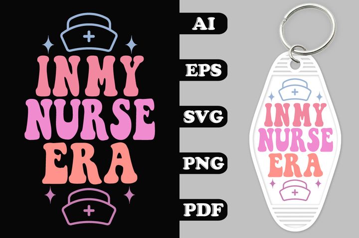 In My Nurse Era Groovy Key Chain SVG Graphic by hosneara 4767 · Creative Fabrica