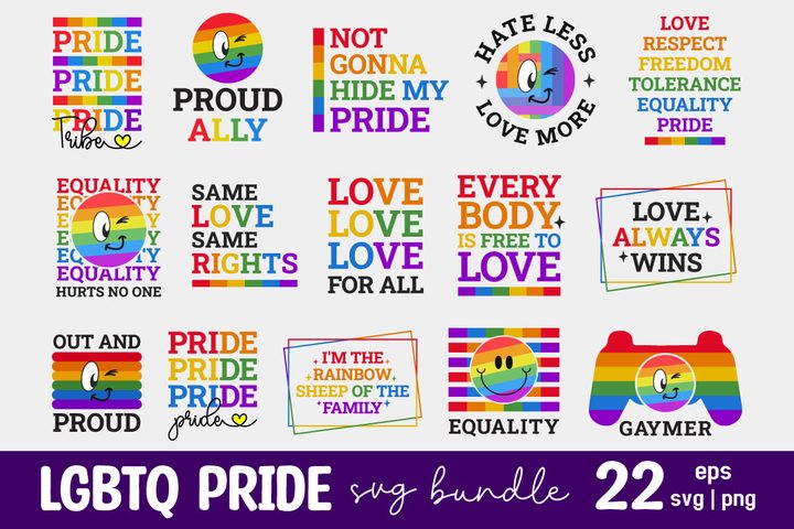 LGBTQ Pride Month Cute Retro SVG Bundle Graphic by Designdecon · Creative Fabrica