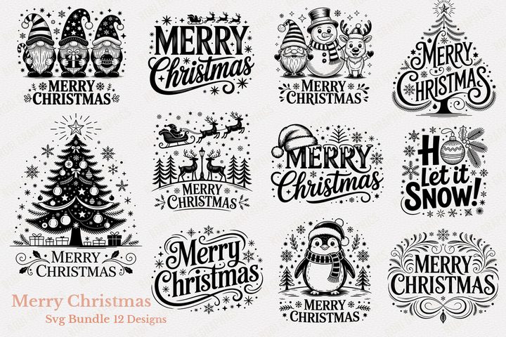 Merry Christmas SVG Bundle Graphic by Craftiqe-shop · Creative Fabrica