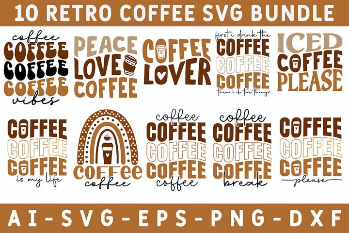 Retro Coffee SVG Bundle Graphic by TeeKing124 · Creative Fabrica