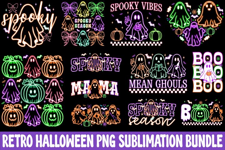 Retro Halloween PNG Bundle
