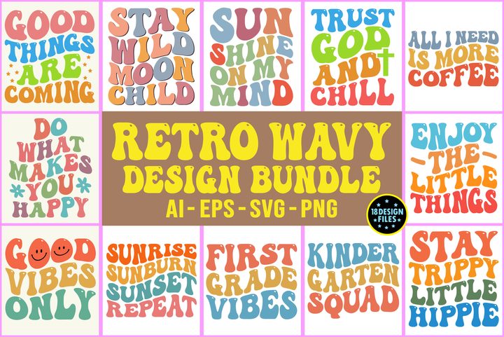 Retro Wavy T-Shirt SVG Bundle