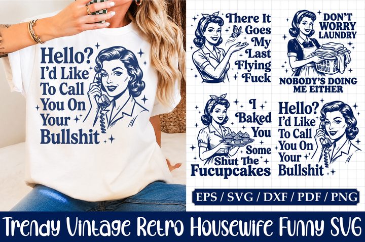 Trendy Vintage Retro Housewife Funny SVG Graphic by LibbyWishes · Creative Fabrica