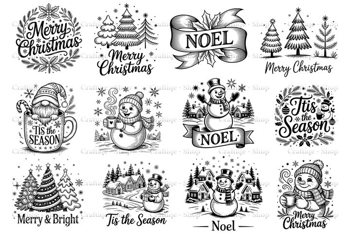Vintage Christmas SVG Bundle Graphic by Craftiqe-shop · Creative Fabrica