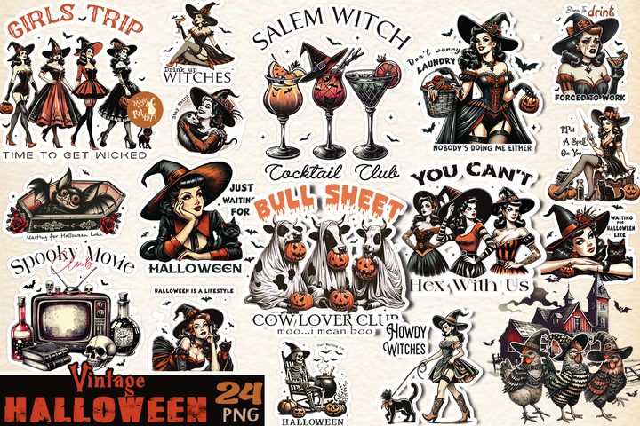 Vintage Halloween PNG Bundle
