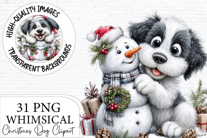Whimsical Christmas Dog Clipart Bundle Graphic by Artoya · Creative Fabrica