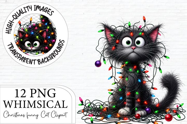 Whimsical Funny Christmas Cat Clipart Graphic by Artoya · Creative Fabrica