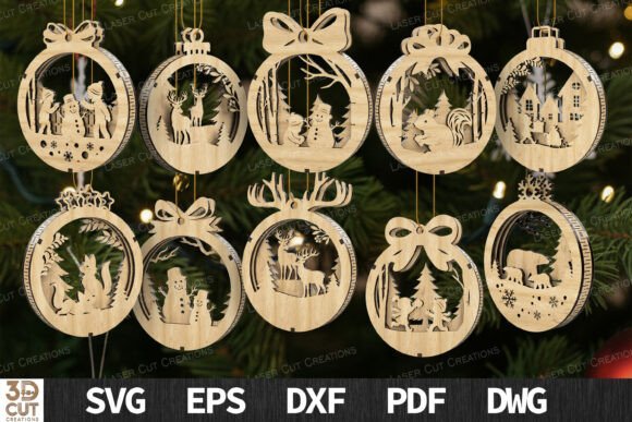 Christmas Ornaments SVG Laser Cut