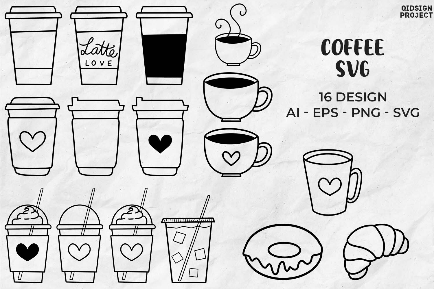 Coffee Cup SVG Bundle – 16 Designs