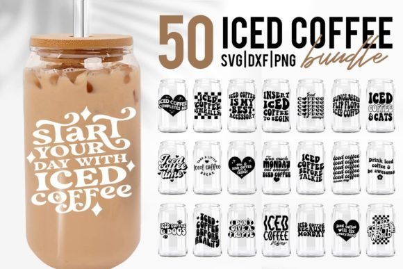 Iced Coffee SVG Bundle – 50 Designs