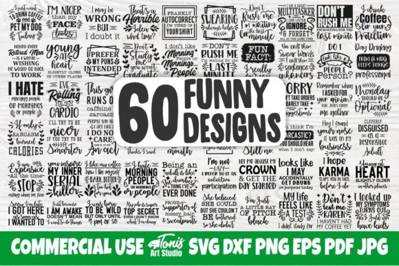 Funny Quotes SVG Bundle (60 Designs)