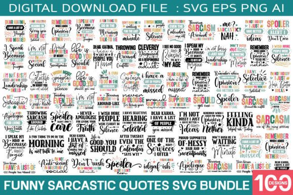 Funny Sarcastic Quotes SVG Bundle (100)