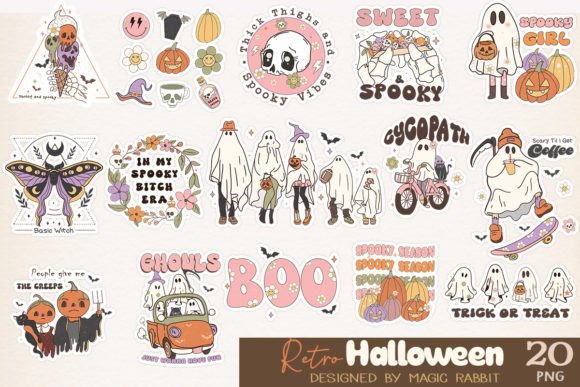 Retro Halloween PNG Design Bundle