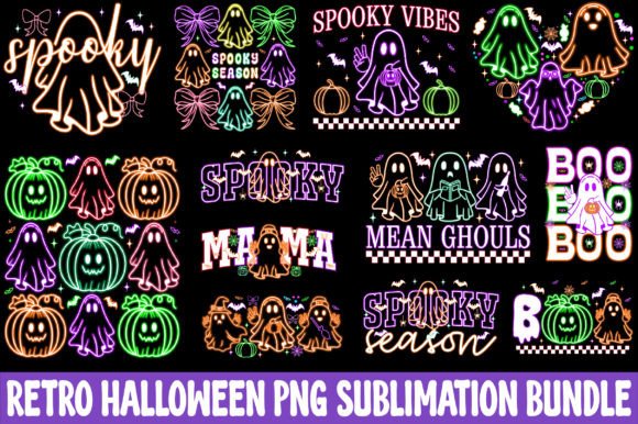 Retro Halloween PNG Bundle