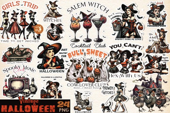 Vintage Halloween PNG Bundle