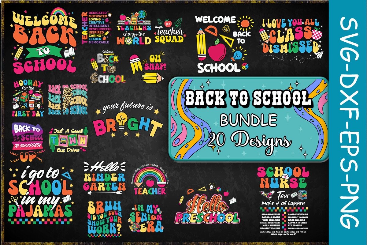 Back to School SVG Bundle – 20 Designs