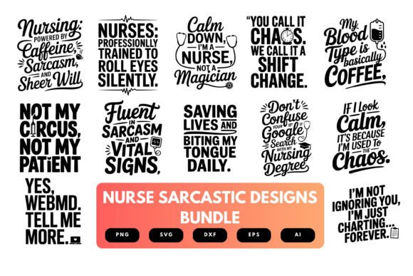 Funny Nurse SVG Bundle – 12 Designs