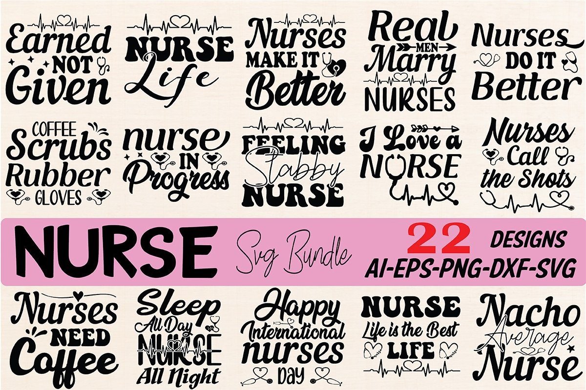 Nurse SVG Bundle – 22 Designs