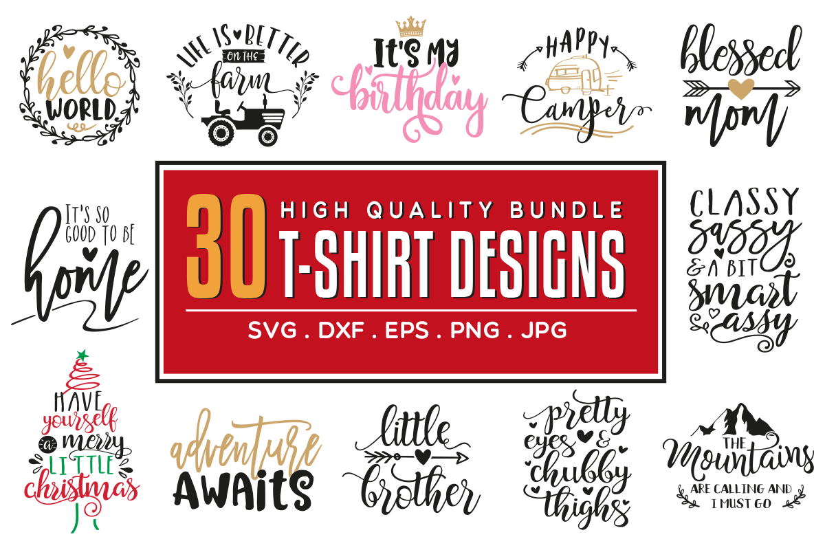 30 T-shirt Designs Bundle